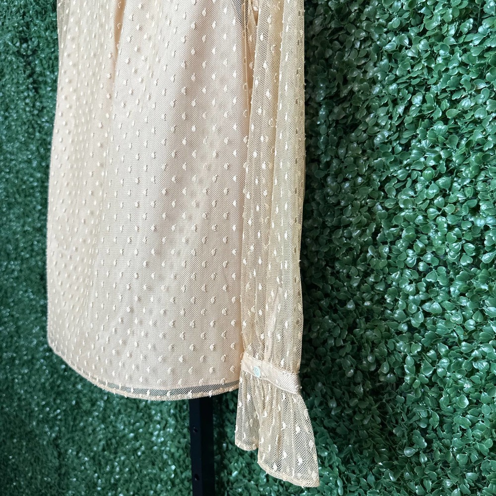 J. Crew Ruffle Neck Clip Dot Blouse in Bronzed Clay Style Medium - Picture 6 of 7